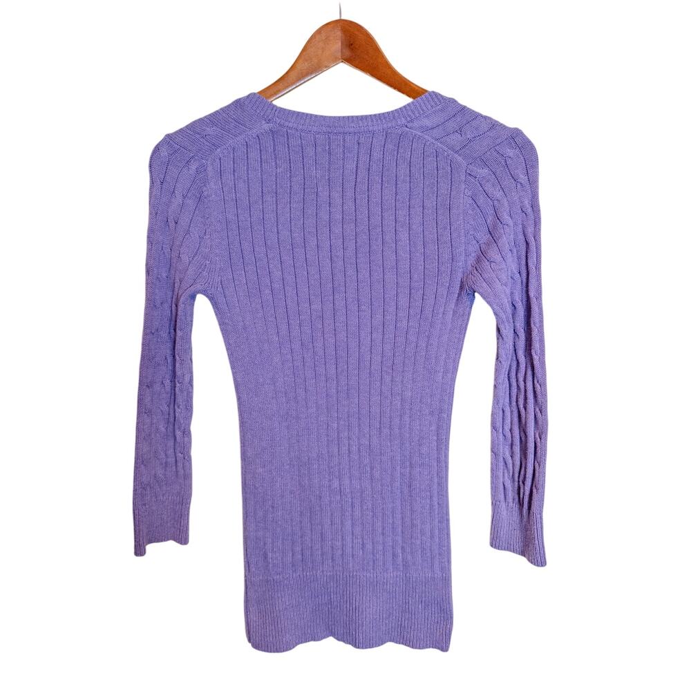 2000s American Eagle Lilac Cable Knit Scoop Neck Sweater Small - Picture 5 of 9